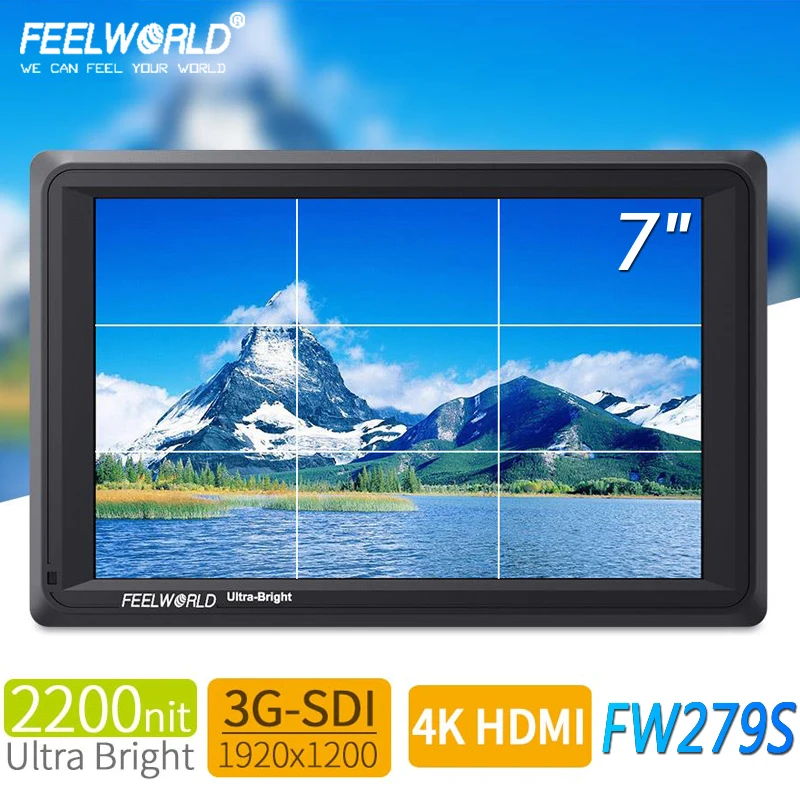 Billig FEELWORLD FW279S 7 Zoll 2200nit Tageslicht Sichtbar 3G-SDI Mini HDMI Auf Kamera DSLR Feld Monitor Für Schießen Video Filmausrüstung