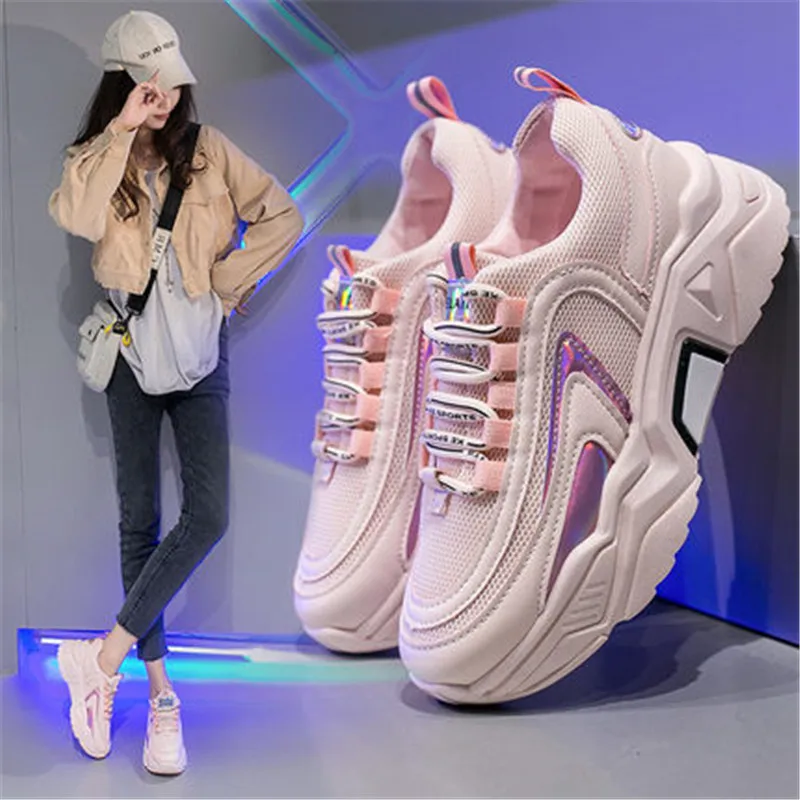 

Autumn White Sneakers 2020 Hot Casual Shoes Women's Chunky Sneakers Breathable Women Shoes Platform Basket Femme Tenis Feminino