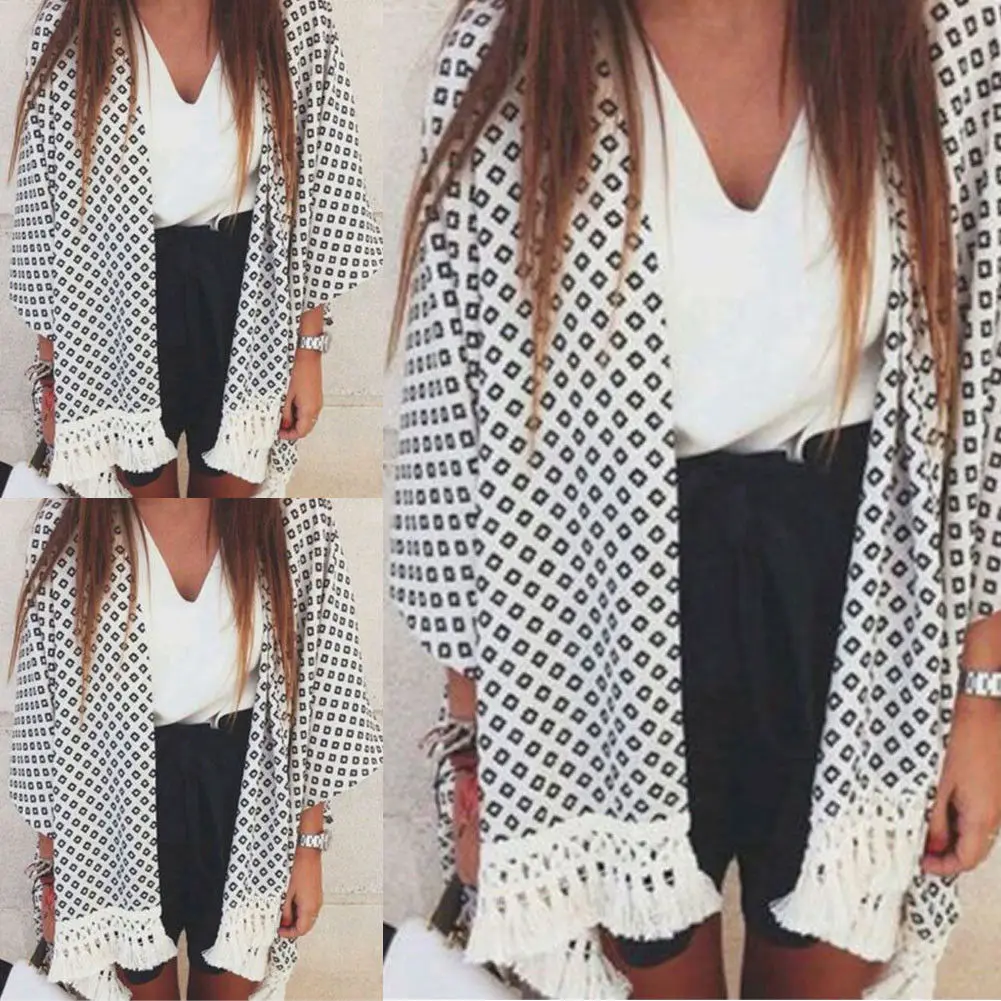 Женская винтажная Свободная блузка летнее шифоновое пальто в стиле бохо шаль