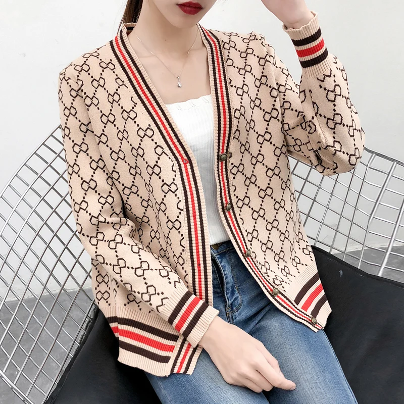 

Loose Sweater Jacket Ladies 2021 Spring And Autumn New Thick Long-Sleeved Tops Knit Cardigan Winter Clothes Women