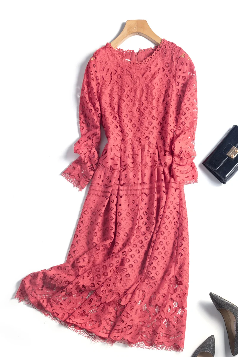 

Red Chinese New Year Women's Lace Dress