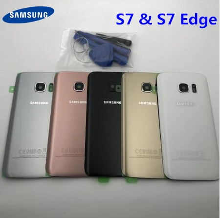 S7 батарея задняя крышка стекло для samsung Galaxy S7 G930 G930F SM-G930F S7 Edge G935F Задняя крышка батареи стекло Корпус с инструментами