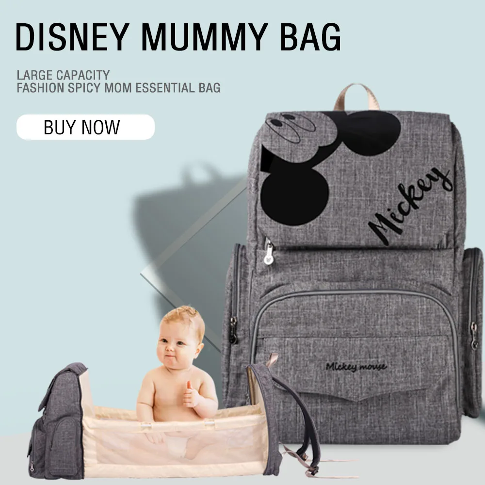 

Disney Mickey Mummy Maternity Nappy Bag Large Capacity Baby Diaper Bag Travel Backpack Nursing Bags For Baby Care Free Hooks