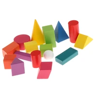 wooden geometric solid blocks assorted colors 3d shapes set of 16