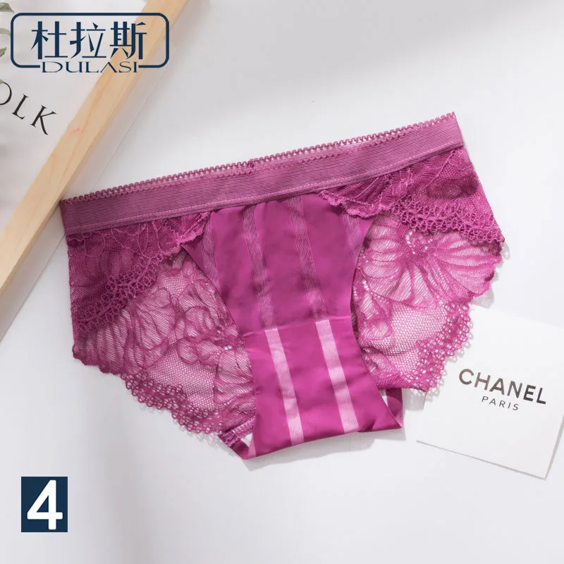 Женские бесшовные трусики DULASI шелковые кружевные трусы со средней талией