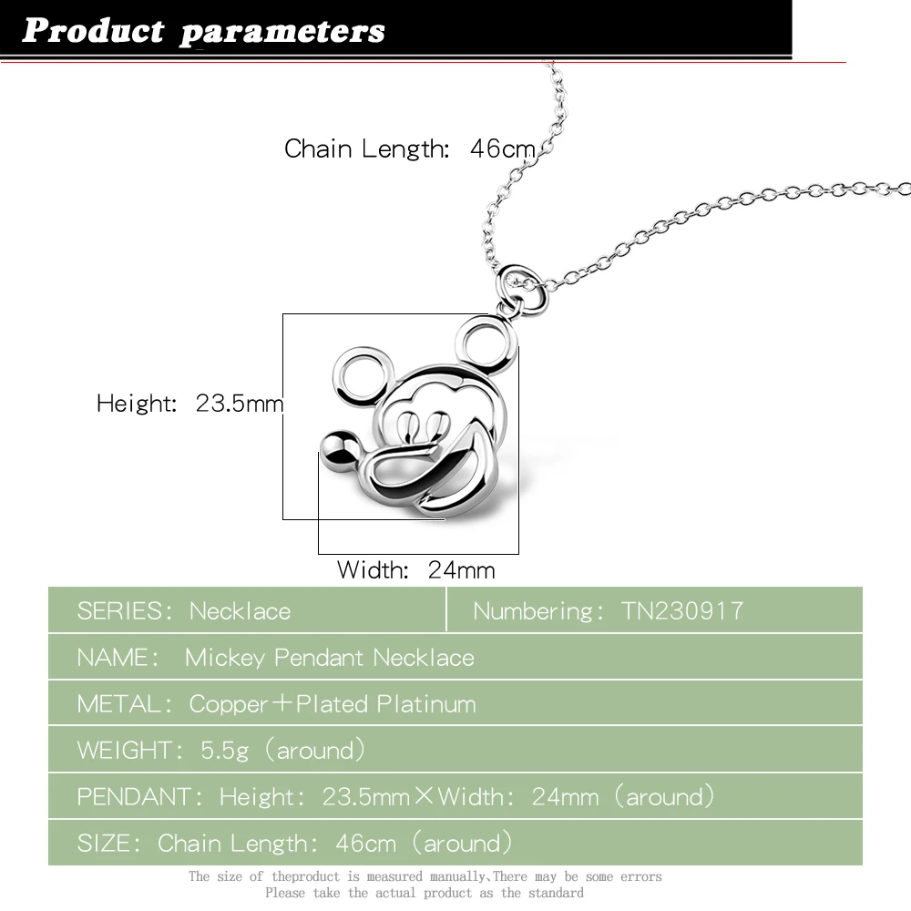 Милые ожерелья Микки для женщин подвеска с мышкой животного ювелирные изделия