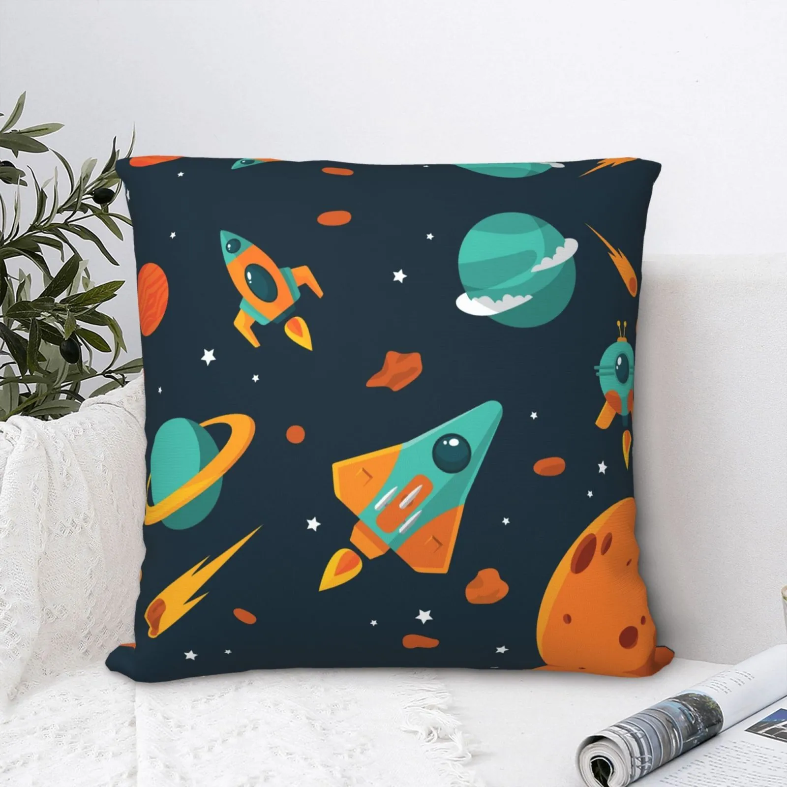

Sofa Cushion Pillowcase Cartoon Custom Cute Astronaut Space Pillowcase