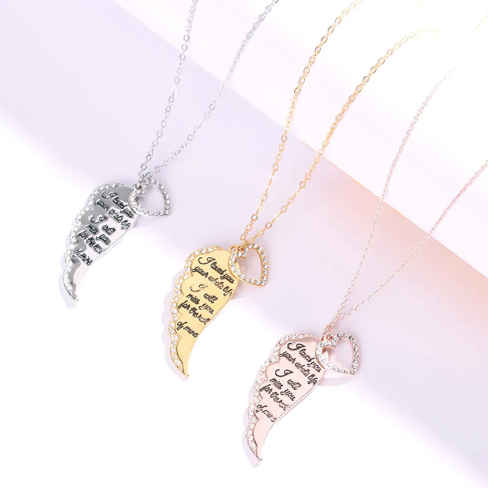 Ожерелье из розового золота с крыльями ангела ожерелье надписью Miss Lover
