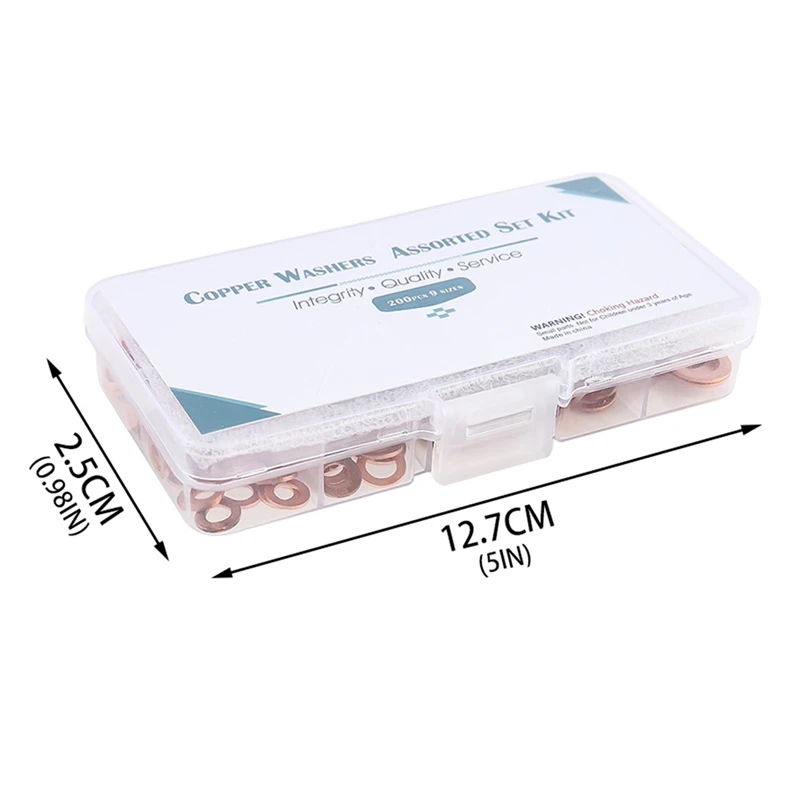 

280x Round Copper Washer Solid Copper Oil Groove Plug Various Garage Engine Gasket Set Box Gasket