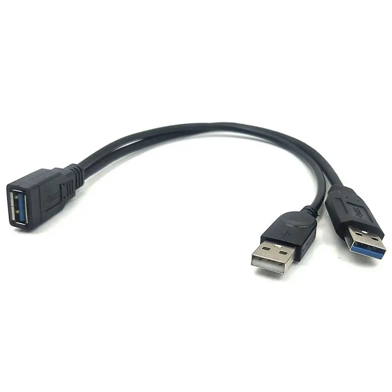 Черный USB 3,0 Женский двойной USB Мужской Экстра мощность данных Y удлинитель для 2,5 дюймов мобильного жесткого диска