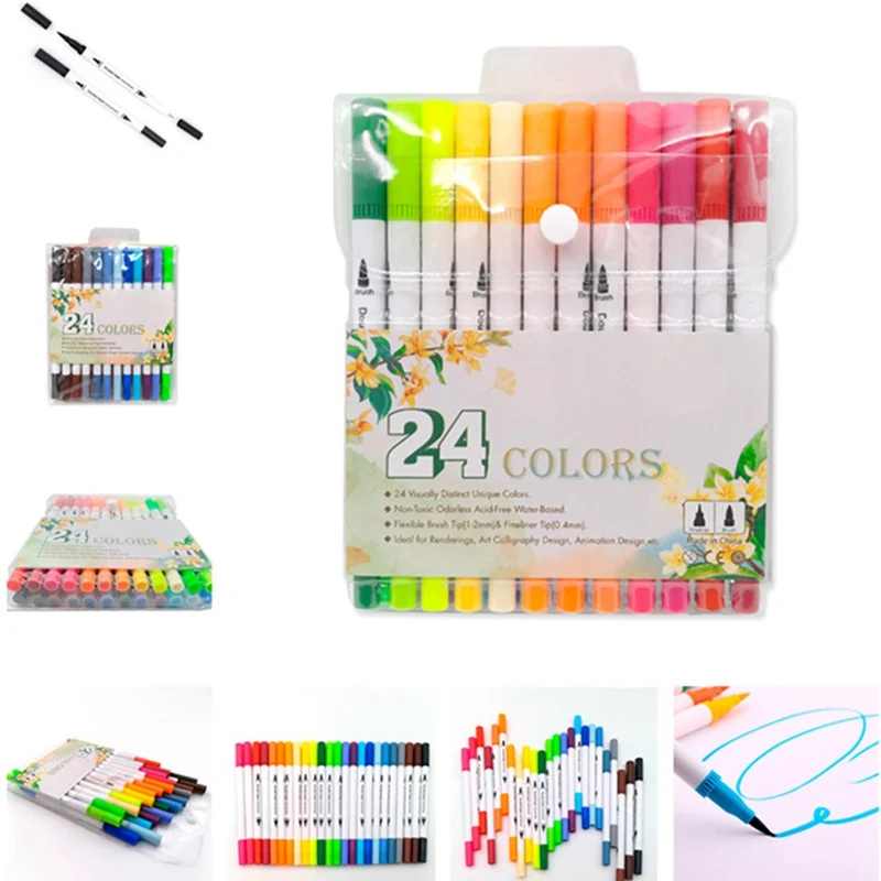 

Children's Drawing Stationery Cartoon Watercolor Pencil Set 24 Color Nontoxic Painting Art Graffiti Pen Art Markers Art Supplies