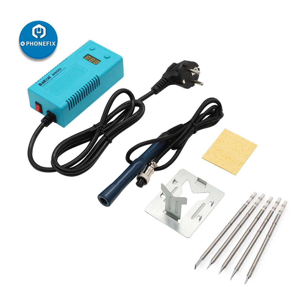 Real 50W Bakon BK950D electric soldering iron with T13 Iron Tips Mini Digital soldering station solder circuit boards Soldering