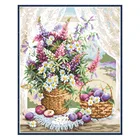 Наборы для вышивки крестиком из хлопка, 11 цветов, наборы для вышивки без принта, вышивка ваза с хризантемами 14CT, белый холст, домашний декор