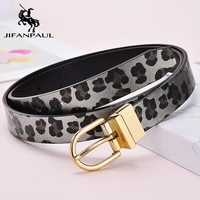 jifanpaul womens genuine leather fashion belt with ladies dress high quality vintage belt luxury new gold buckle free shipping