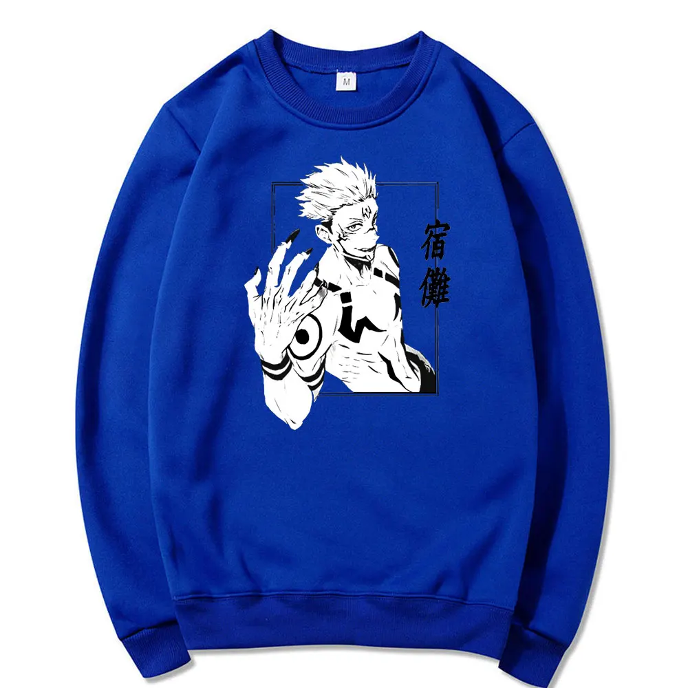 

Cartoon anime print sweatshirt Funny Gojo Satoru Hoodies Jujutsu Kaisen Japanese street Harajuku loose crew neck sweatshirt