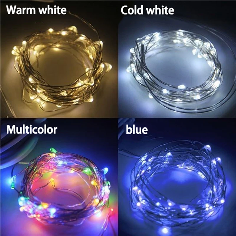 

LED Copper wire light 5M/10M string fairy garland battery power copper wire lamp for party Christmas wedding decoration