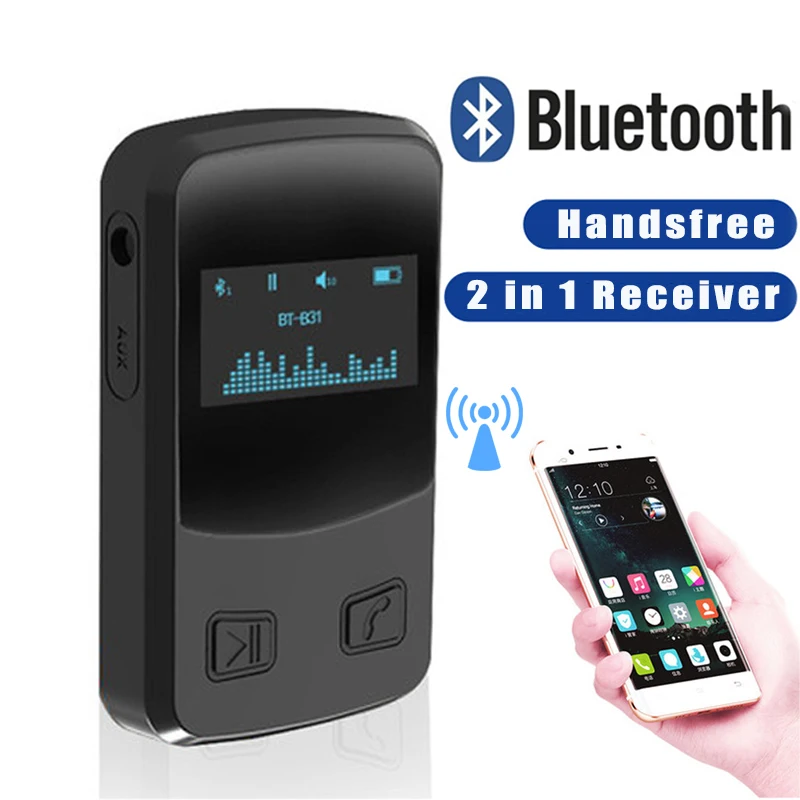 

OLED Bluetooth 5.0 Receiver Back Clip Wireless Audio Adapter For Mobile Phone TV Car Home Audio Music Transmitter