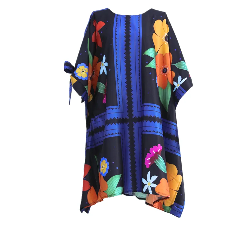 

Women Bohemian Print Dress Casual Loose Batwing Sleeve O Neck Streetwear Dress Spring Autumn New Style Vintage Fashion Dresses