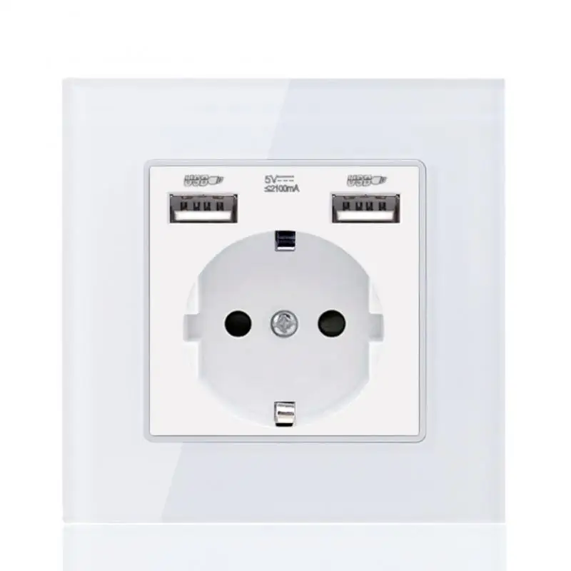 

1PC Wall USB Power Socket AC 110V-250V 16A Wall Embedded Double USB EU Standard Outlet Bedroom Socket Accessories