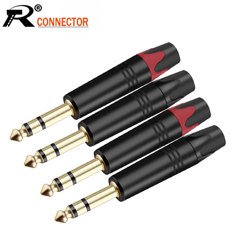 10 шт. Jack 6 35 мм 3PoleStereo Мужской Разъем Алюминий трубки медные позолоченные 1/4 дюймов