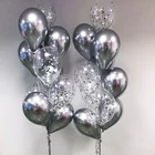 18 шт. Хромированные Металлические золотые серебряные конфетти для воздушного шара, украшения для дня рождения, для взрослых и детей, гелиевые шарики, воздушные шары, Свадебный декор