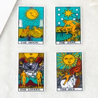 8pcs tarot cards big size 57mm37mm game magical divination charms resin sun moon and lovers diy accessory for necklace pendant
