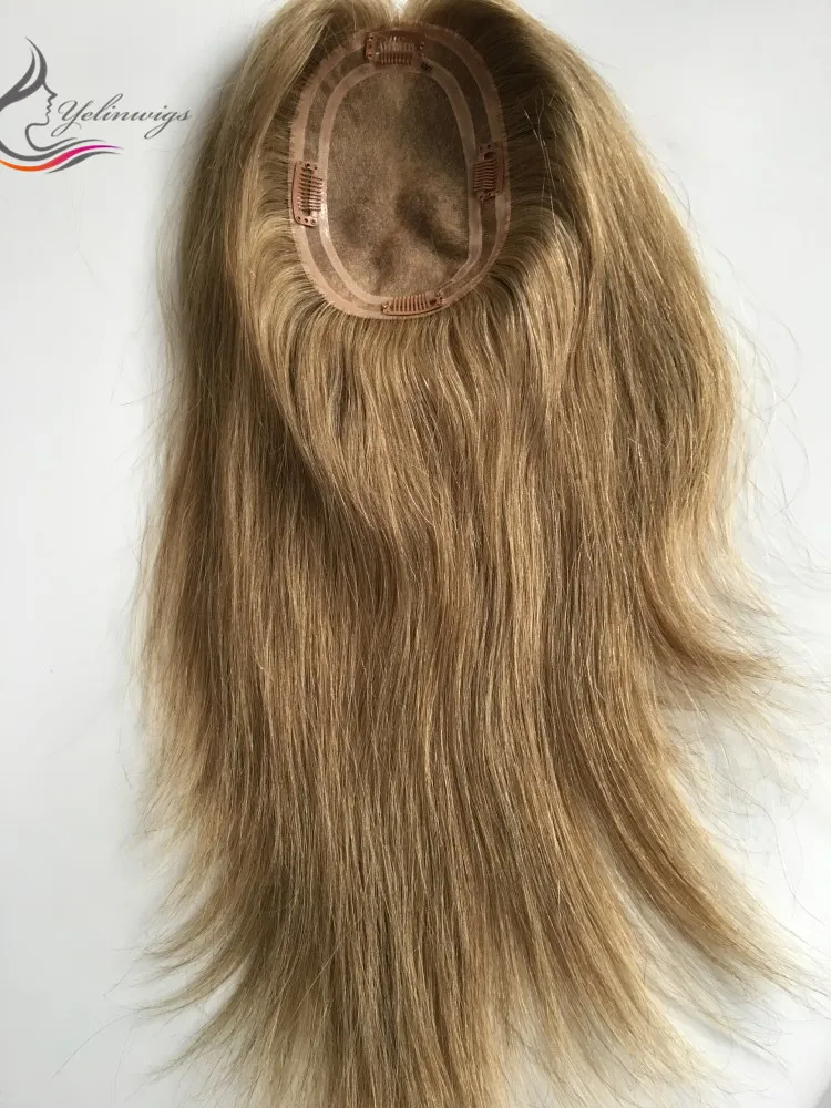 20 дюймов 12x17 см натуральные европейские волосы с ручной шнуровкой лучшие