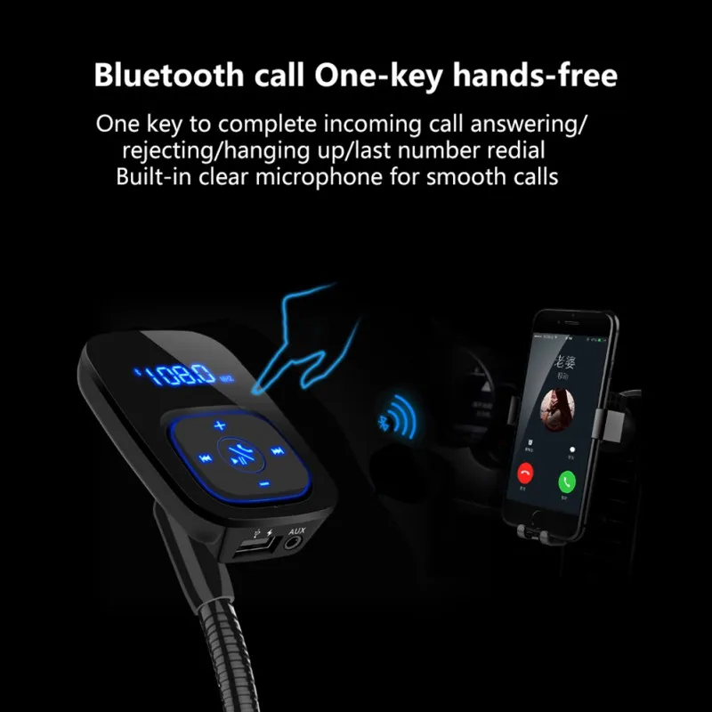 

Car Bluetooth 5.0 Transmitter Handsfree Audio Receiver MP3 Player Car FM Transmitter USB Charger New