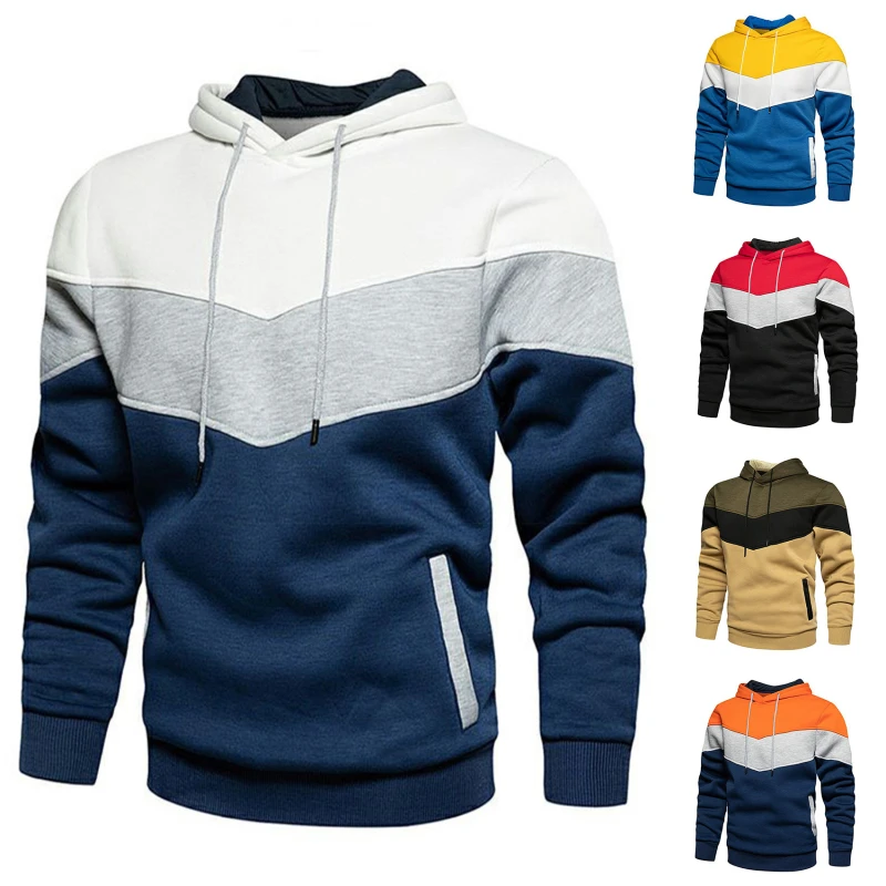 

2022 Men's Patchwork Hoodie Hoodies Casual Clothing Loose Warm Streetwear Men's Fashion Autumn Spring Outwear