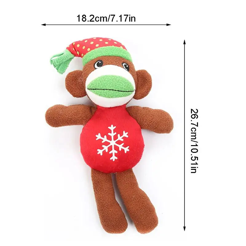 

2 Pcs Christmas Monkey Shape Dog Chewing Plush Toy with Built-in Sounder Soft
