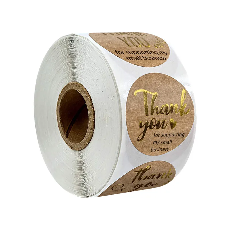 

500pcs Thank You for Supporting My Business Kraft Sticker with Round Labels Dragee Candy Gift Cupcake Boxes and Packaging Paper