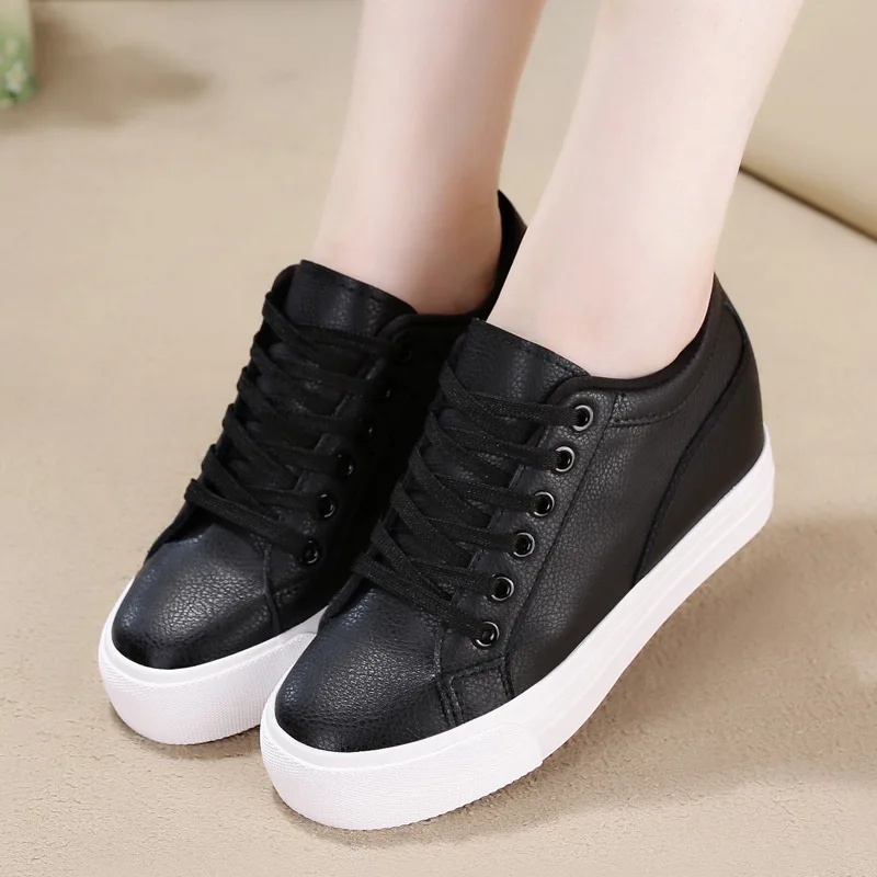 2019 модные белые кроссовки на платформе ботинки с массивным каблуком женская