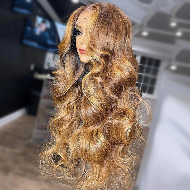 

Highlight Honey Blonde Color 13X6 Lace Front Human Hair Wigs for Women Glueless Peruvian Virgin Raw 360 Lace Wig T Part Closure