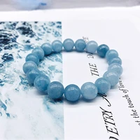 4681012mm natural aquamari crystal bracelet bead bracelet for women men elastic healing crystal yoga bracelet jewelry gift