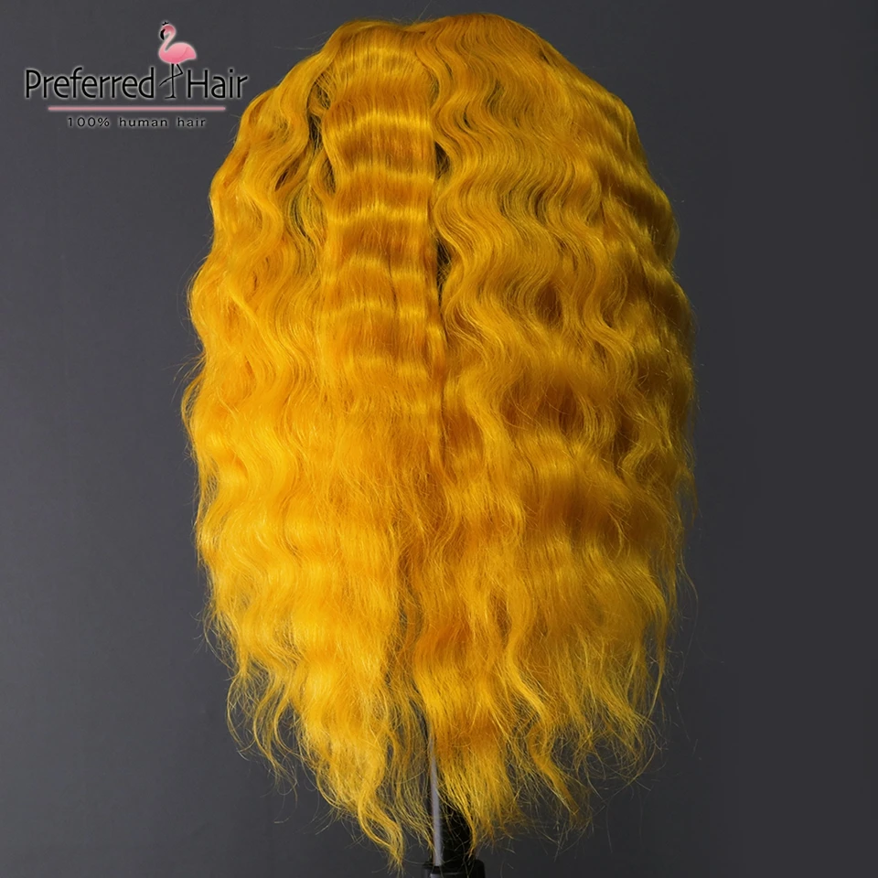 Предпочтительный парик с крупными волнами Омбре желтый человеческих волос