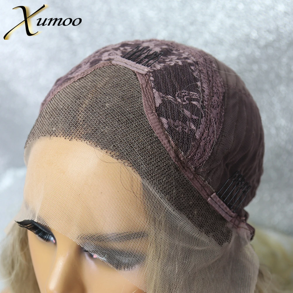 

XUMOO Ombre Blonde Synthetic Lace Front Wig Glueless Water Wave Wig Cosplay Heat Resistant Synthetic Wigs For Black Women