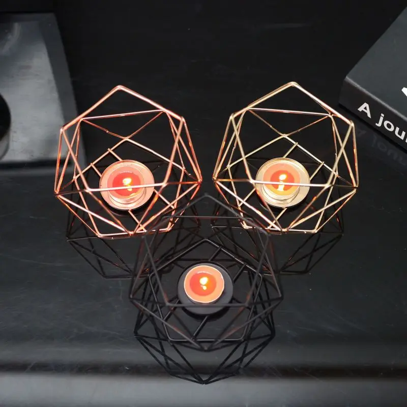 Nordic Стиль геометрический Железный Подсвечник подсвечники домашний настенный