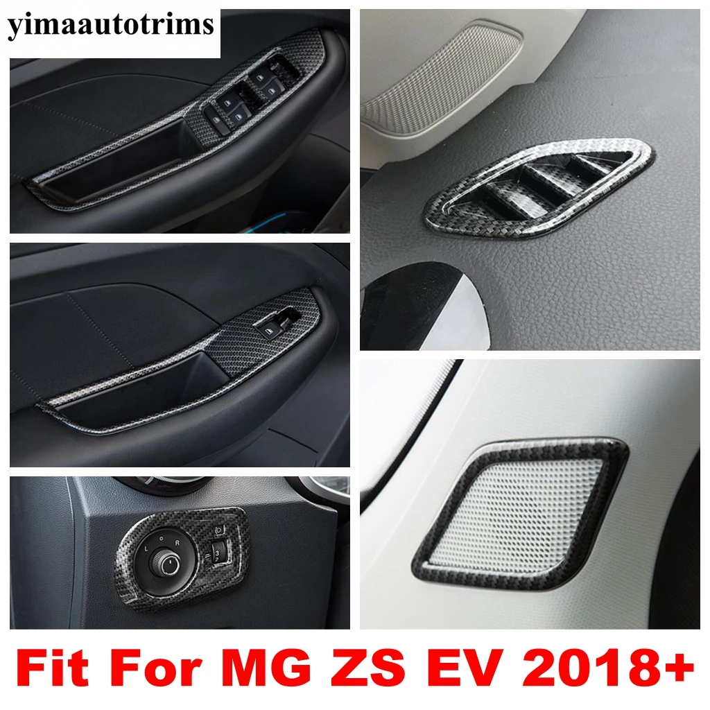 

Carbon Fiber Look Car ABS Accessories Pillar A Speaker / Window Lift Button / Air AC Vent Cover Trim For MG ZS EV 2018 - 2022