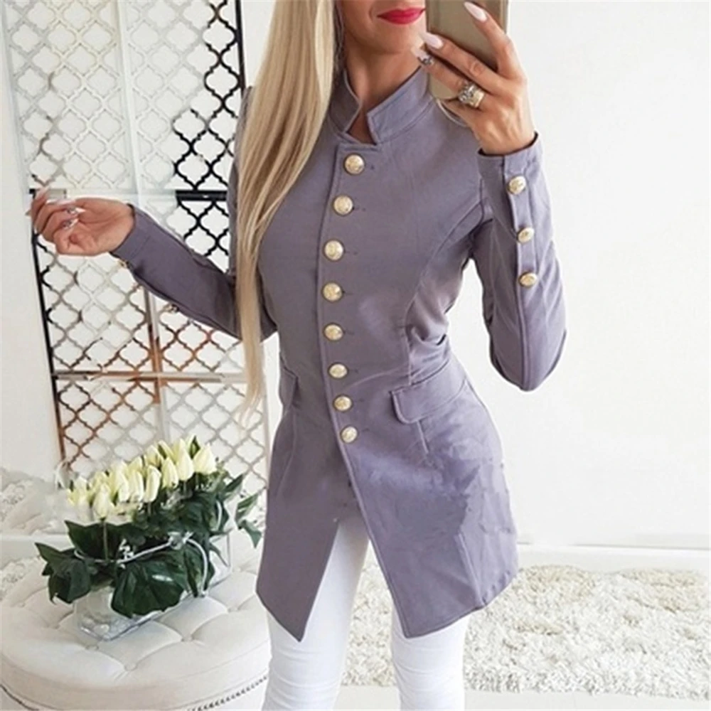 

Autumn Winter Suit Blazer Women Casual Single Breasted Pocket Women Long Jackets Elegant Long Sleeve Blazer Outerwear 2021 New