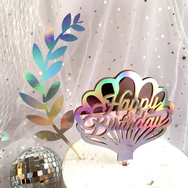 1 шт. милые лазерные украшения ракушки на день рождения акриловые топперы для