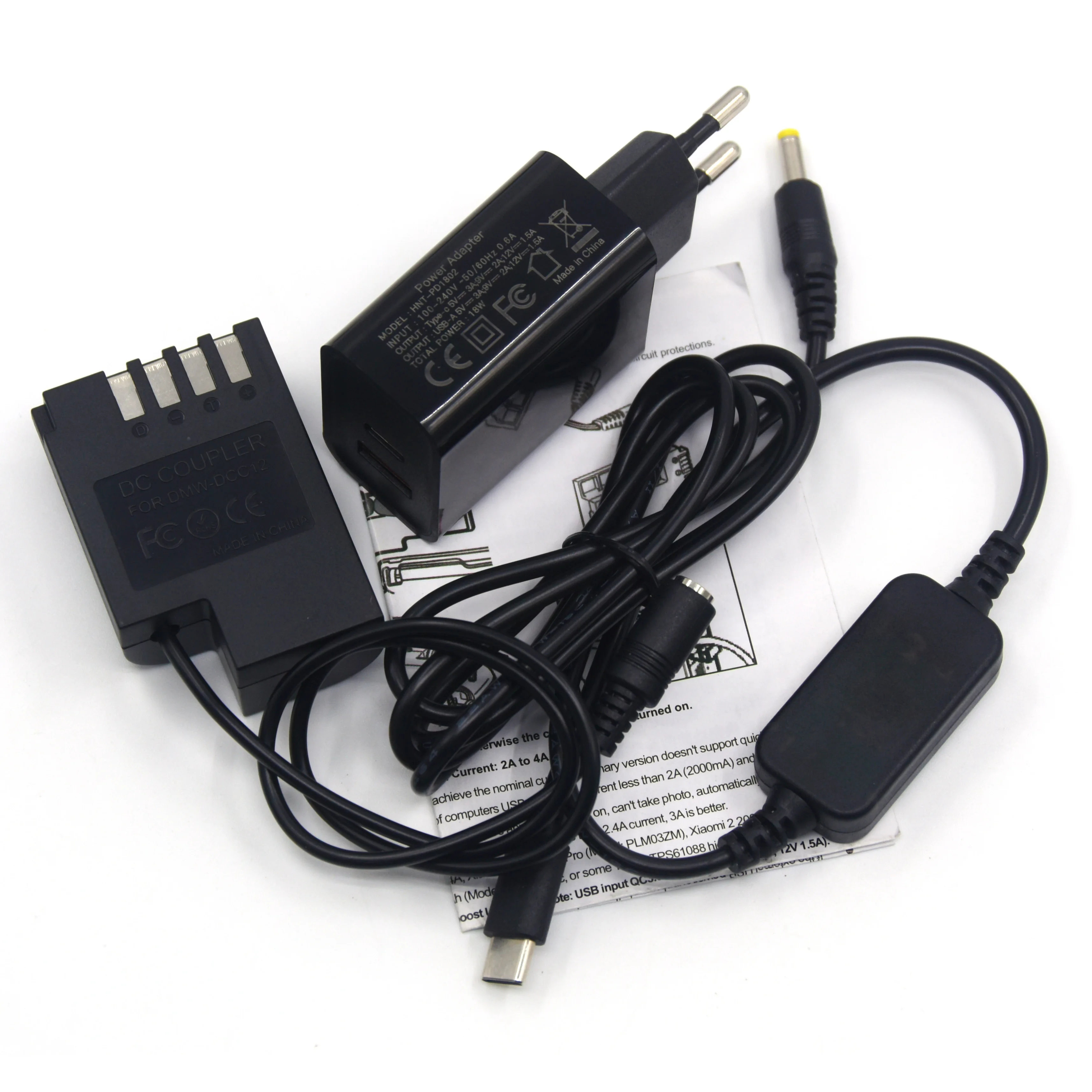 

Внешний аккумулятор USB C кабель + DMW-BLF19e полностью декодированная пустышка батарея DMW-DCC12 муфта + PD зарядное устройство для Lumix DMC-GH5 GH5s G9LGK GH3 GH4