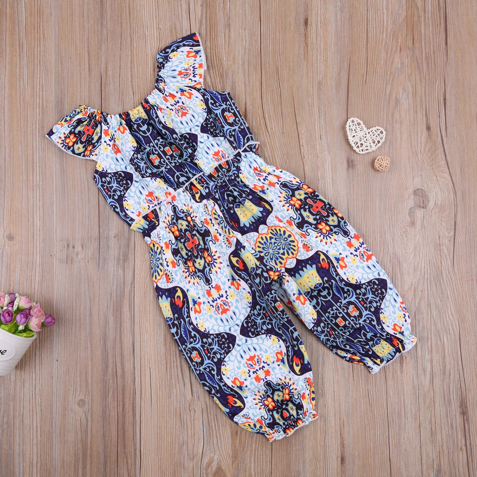 

OPPERIAYA Baby Girls Sleeveless casual lovely Jumpsuit with Lotus Leaf Decoration Ruffle Flower Print Summer Clothing Romper
