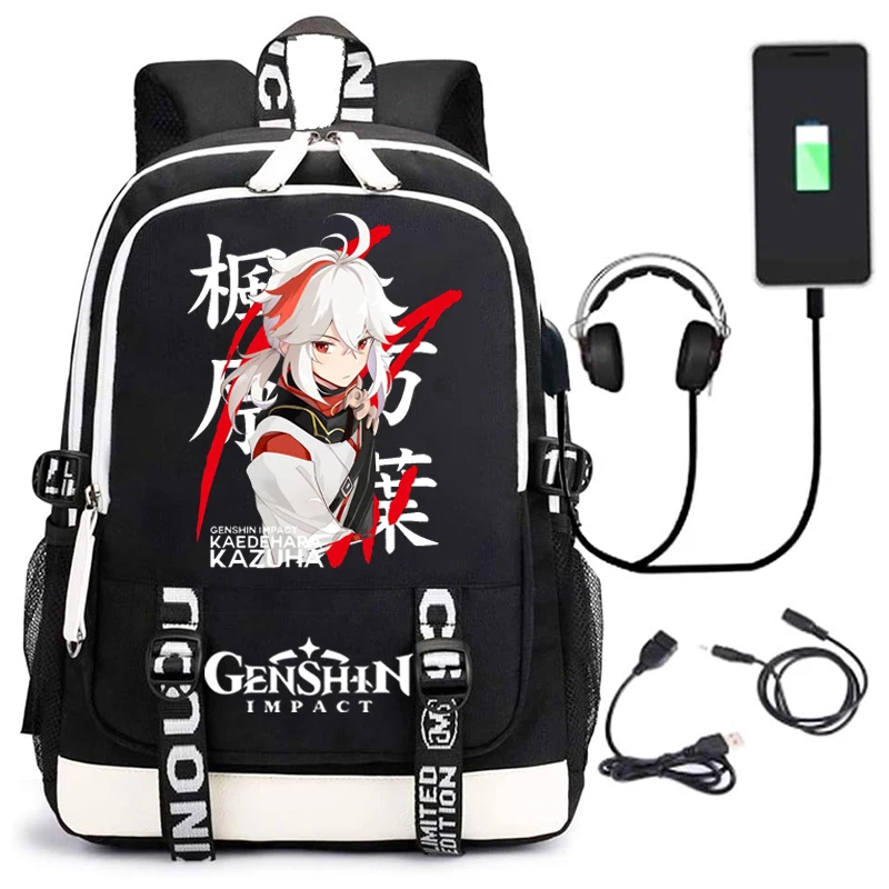 

Genshin Impact school bag Japanese anime backpack girl boy USB charging travel notebook backpack student college student school