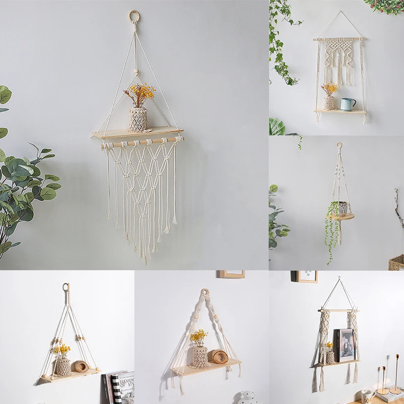 Полки макраме для спальни и растений украшение в стиле бохо домашний Настенный