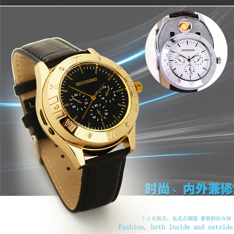 

Military USB Flammenlose Winddicht Zigarette leichter Uhr Manner Elektrische Wiederaufladbare USB Uhr Feuerzeuge Manner der