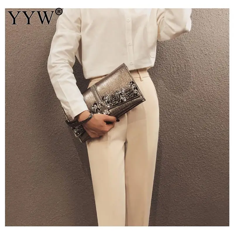 Женский серебряный клатч в античном стиле вечерняя сумочка Корейском стразы