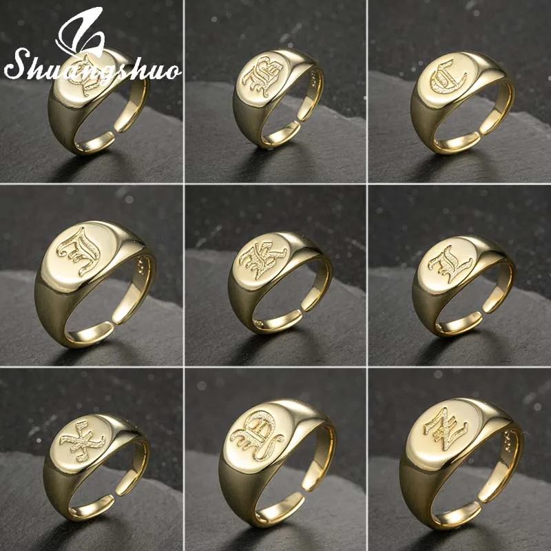 

Shuangshuo простое эргономичное первичное кольцо для женщин массивное кольцо 26 букв женские регулируемые кольца