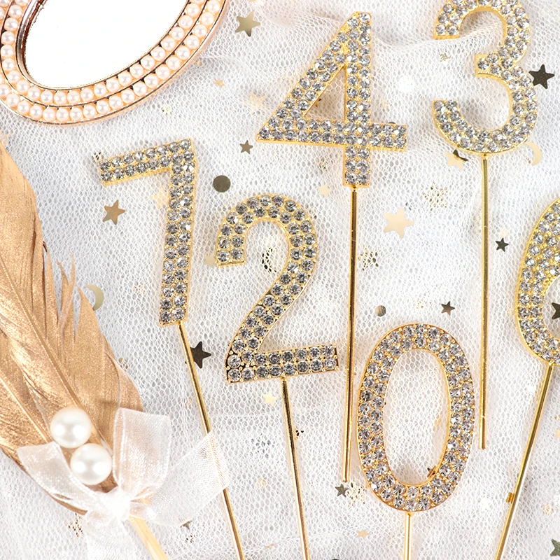 

Number Cake Rhinestone 0-9 Diamond Number Birthday Anniversary Party Cake Decoration Tools Baking Wedding Decoration