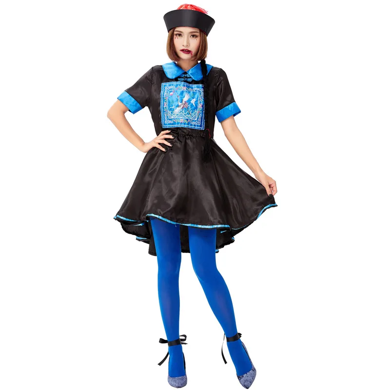 Женский китайский страшный костюм зомби Кина вампира Хэллоуина карнавальный |