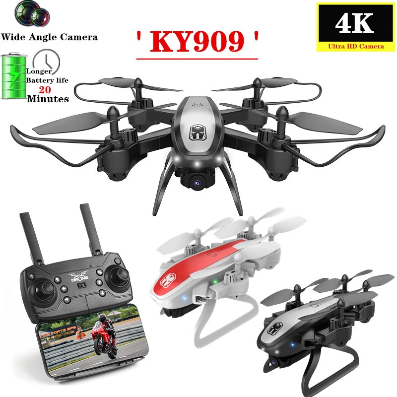Радиоуправляемый Дрон KY909 с Wi Fi FPV 4K HD камерой оптическим позиционированием